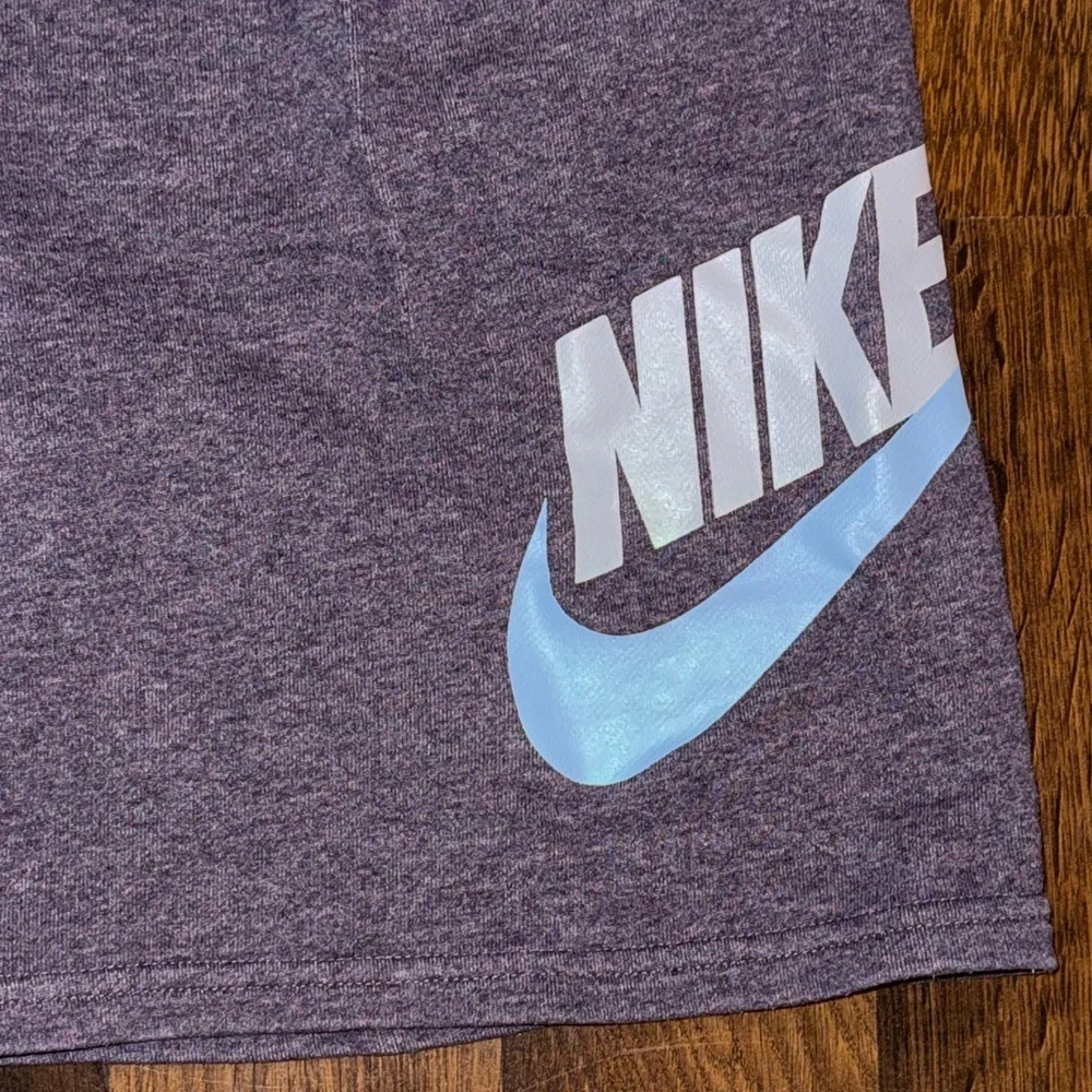 Nike Purple Heather Sweat Shorts with Light Blue Logo (kids size XL)